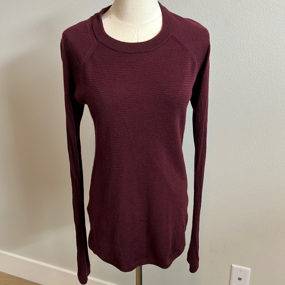 Lululemon burgundy cardigan. Gently used. As is. Size 8